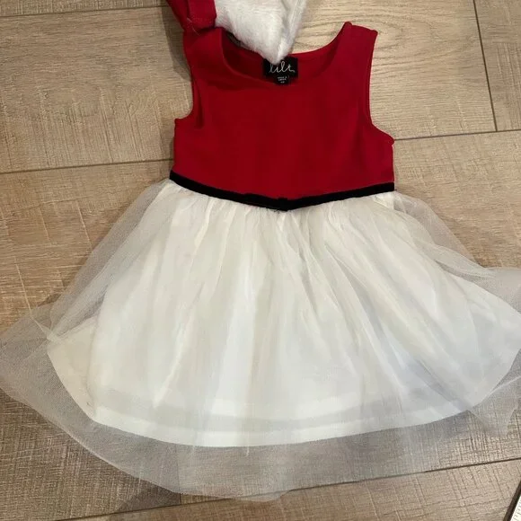 LILT 2T GIRLS RED & WHITE DRESS WITH PEA COAT CHRISTMAS - Picture 9 of 13